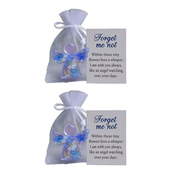 Memorial Angel Keepsake Forget Me Not Flower Design Sympathy 15Cm Paper