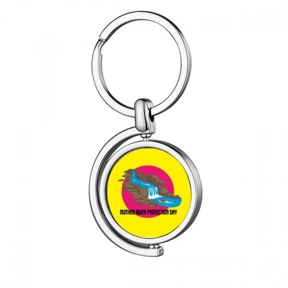 Memorial Anniversary Mother River Protect Rotating Keychain Metal Keyring Holder
