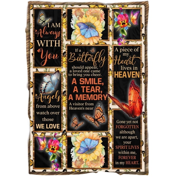 Memorial Blanket - A Smile A Tear A Memory - Butterfly Memorial Fleece Blanket Deepest Sympathy Grief Gift, 30x40in Fleece Blanket