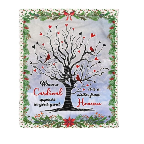 Memorial Blanket - Animal Cardinal Birds Heaven Memorial Gift Fleece Blanket Home Decor Bedding, 30x40in Fleece Blanket