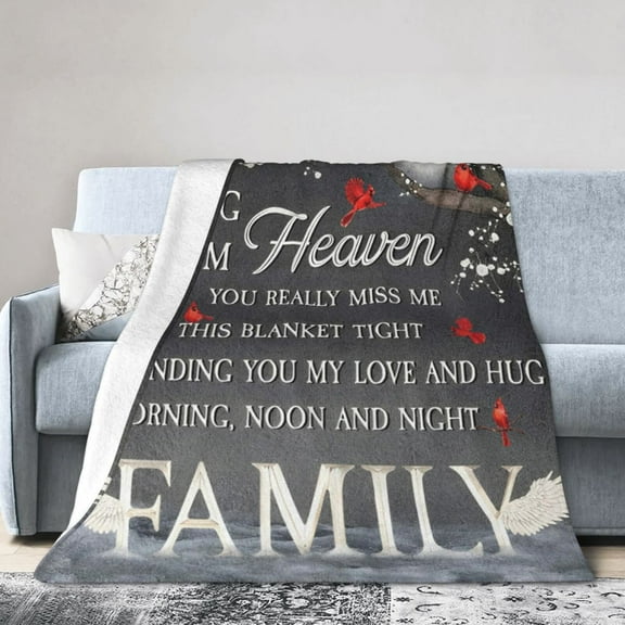 Memorial Blanket Gift, Sending Hugs from Heaven, Blanket Memorial Gift for Family Members, Grandparents, Mom, Dad, Brothers, Sisters 50x40