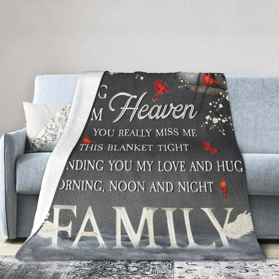Memorial Blanket Gift, Sending Hugs from Heaven, Blanket Memorial Gift for Family Members, Grandparents, Mom, Dad, Brothers, Sisters 50x40