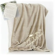 Memorial Blanket Sympathy Gift with Condolences Card, Cuddly Embroidered Plush Throw