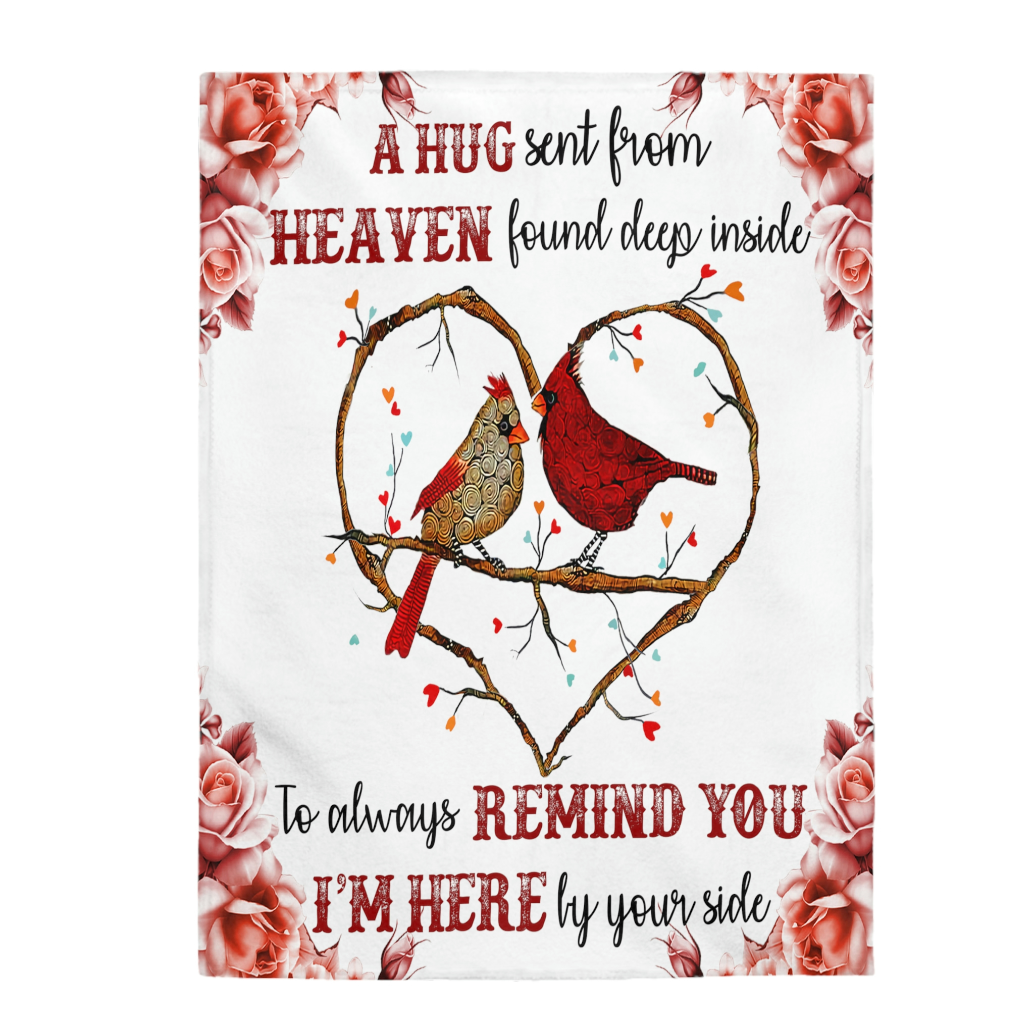 Memorial Blanket, Sympathy Minky Throw Blanket, White, Cardinal, Unisex