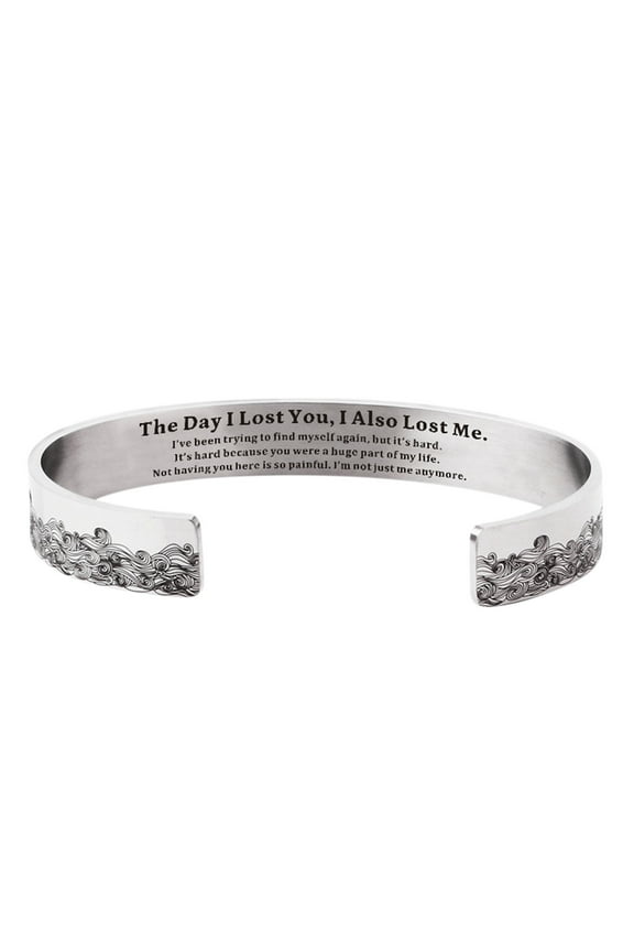 Memorial Bracelet under $5! Yannianjz Memorial Bracelet for Wife, Stainless Steel Engraved Bracelet, Wave Design Memorial Jewelry, Gift for Husband Wife, Remembrance Bracelet, Sympathy Gift, Keepsake