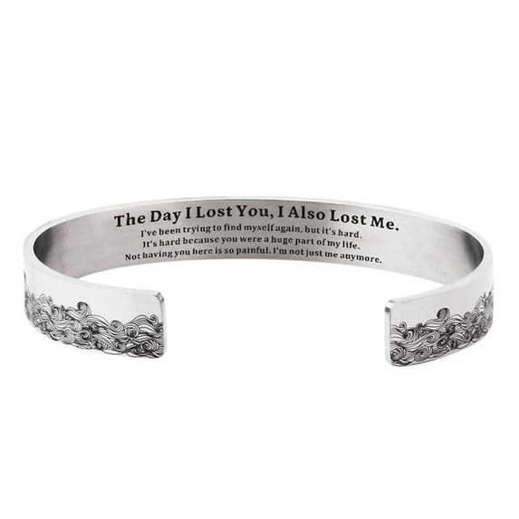 Memorial Bracelet To My Wife In Stainless Steel Wave Engraving Memorial Bracelet