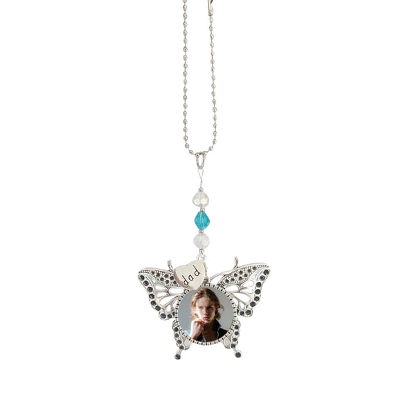 Memorial Butterfly Car Charm for Rearview Mirror – Keepsake Ornament Honoring Dad, Loved One Loss Gift for Father’s Day & Mother’s Day