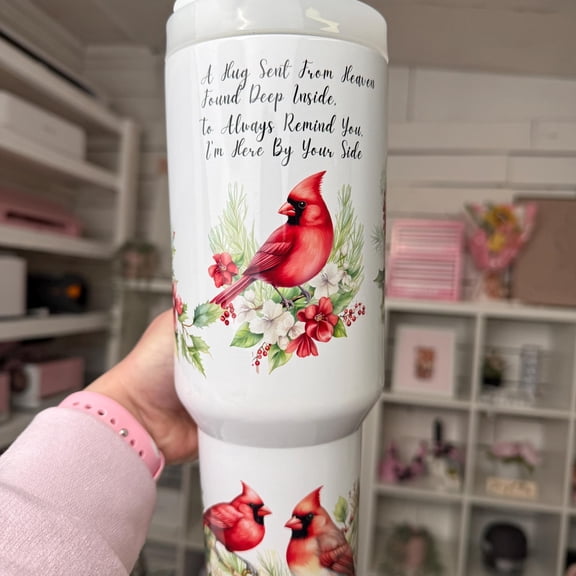 Memorial Cardinal Tumbler: 40oz Stainless Steel, Cardinal Memory Design