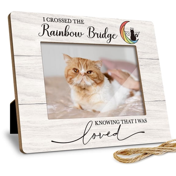 Memorial Cat Photo Frame With Warm Message For Pet Loss 4x6 In 6.5x8.5 In Wood Frame