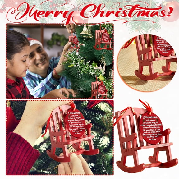 Memorial Christmas Ornament - Handcrafted Wooden Chair Pendant with Poem - Loss & Remembrance Decor for Tree/Desk - Sympathy Gift in Keepsake Box