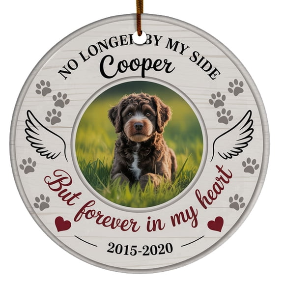 Memorial Christmas Ornaments - Cat & Dog Hanging Decorations, For Loss of Your Loved One. Name Engraved, 'No Longer By My Side But Forin Heart, Paw Christmas Ornament
