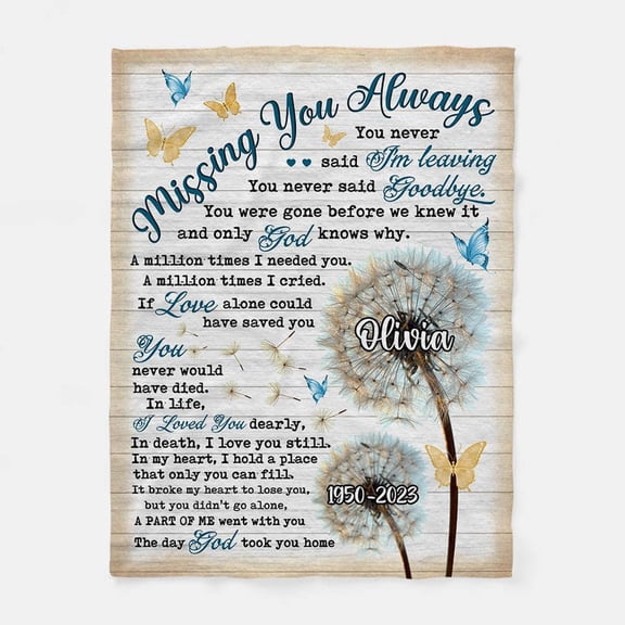 Memorial Dandelion Bereavement Sympathy Fleece Blanket, 40x50in Fleece Blanket