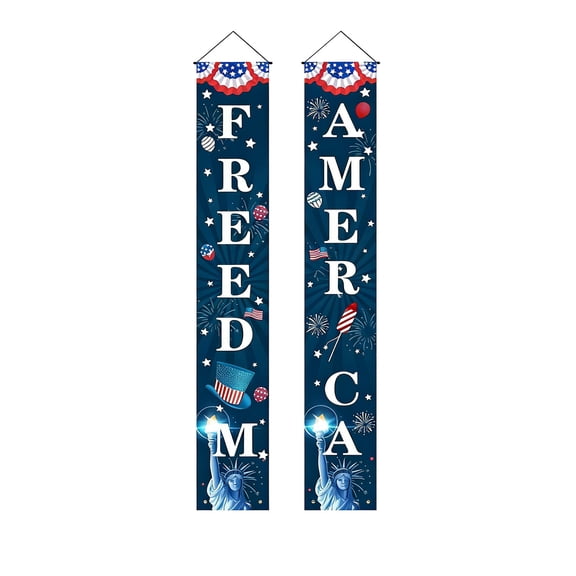 Memorial Day 4th of July Decorations, Large Hanging American Flag Door Banner, 250th Anniversary Front Porch Decor for Home School Office Yard Patio Garage Outside, Patriotic Decor Outdoor Indoor