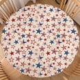 thumbnail image 1 of Memorial Day 4th of July Round Fitted Tablecloth with Elastic Edge 44-48 Inch Red White Blue Star Table Cover Independence Day Patriotic Table Cloth Washable for Kitchen Picnic, 1 of 8