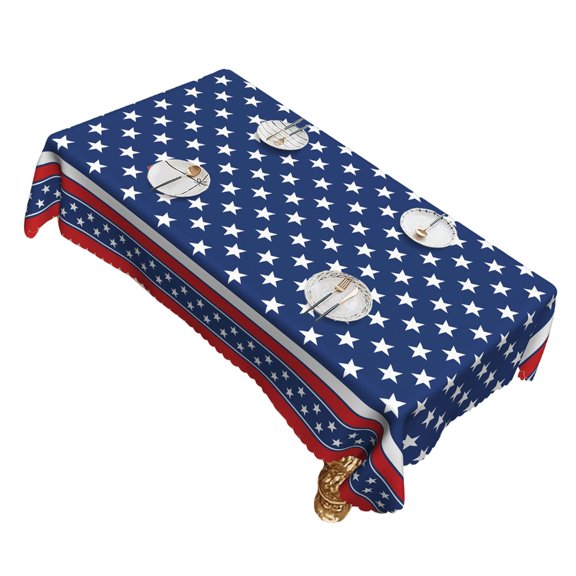 Memorial Day 4th Of July Themed Waterproofs Tablecloth Easy Wipe Surfaces Indoor Outdoor
