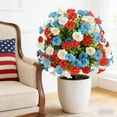 thumbnail image 1 of Memorial Day Artificial Potted Trees 2 Pack Red White Blue Patriotic Outdoor Garden Yard Decor for 4th of July Independence Day Porch or Walkway Entrance, 1 of 9