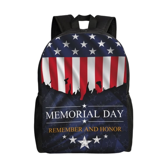 Memorial Day Backpack Single-Sided Printed Backpack Light Casual Laptop Backpack Travel Backpack Suitable For Office Travel Commuting