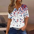 thumbnail image 1 of Memorial Day Blouse for Women American Flag Womens Shirts Women Red White and Blue Shirts Womens Memorial Day Shirts Women's Casual Gradient Short-Sleeved V-Neck Top Blouse, 1 of 5