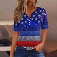 thumbnail image 1 of Memorial Day Blouse for Women American Flag Womens Shirts Women Red White and Blue Shirts Womens Memorial Day Shirts Women's Casual Gradient Short-Sleeved V-Neck Top Blouse, 1 of 5