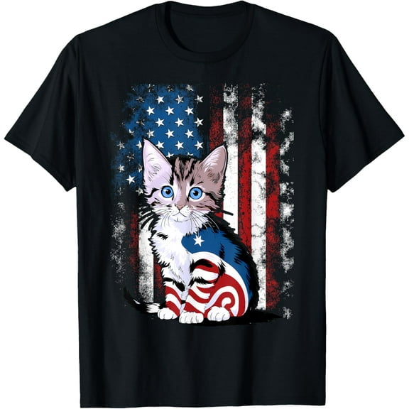 Memorial Day Cat Funny Kitten 4Th Of July Patriotic Usa Flag T-Shirt Unisex S-5XL Hot Trending Shirt, Vintage Birthday Gift
