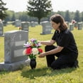thumbnail image 1 of Memorial Day Cemetery Flowers with Grave Vase Artificial Memorial Flower Bouquets Red Pink Yellow Silk Carnation Spring Floral Arrangement for Gravesites Headstone Outdoor Decor, 1 of 8