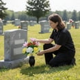 thumbnail image 1 of Memorial Day Cemetery Flowers with Grave Vase Artificial Memorial Flower Bouquets Red Pink Yellow Silk Carnation Spring Floral Arrangement for Gravesites Headstone Outdoor Decor, 1 of 8