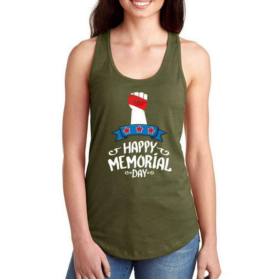 Memorial Day Clenched Fist 2 Racerback Tank Women -Image by Shutterstock, Female Large