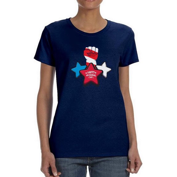 Memorial Day Clenched Fist 3 Shaped T-Shirt Women -Image by Shutterstock, Female Small