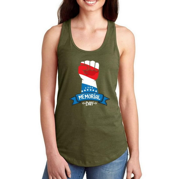 Memorial Day Clenched Fist Racerback Tank Women -Image by Shutterstock, Female Medium