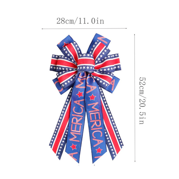 Memorial Day Decorations American Independence Day Bow Large Decorative - Independence Day Outdoor Ribbon Bow for Trees, Gates, and Railings
