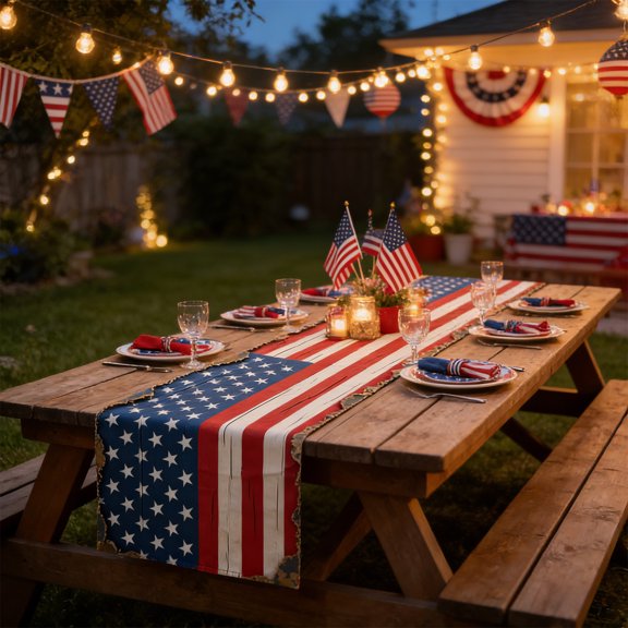 Memorial Day Decorations,Fourth Of July Table Runner,4th of July Decorations,70*13IN Patriotic USA Stars Table Runner,Memorial Day Decorations - 250 America Anniversary Fourth of July(C)
