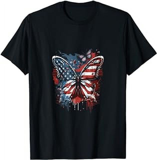 Memorial Day Fallen Veteran Military Butterfly USA American T-Shirt ...