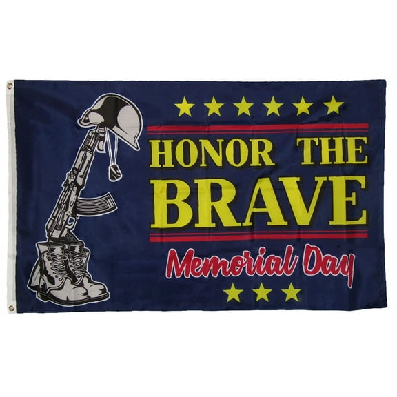 Memorial Day Flag 3x5 ft Honor the Brave Holiday Veterans Banner 100D