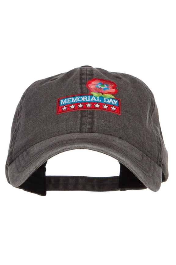 Memorial Day Flower Patched Washed Cap - Black OSFM