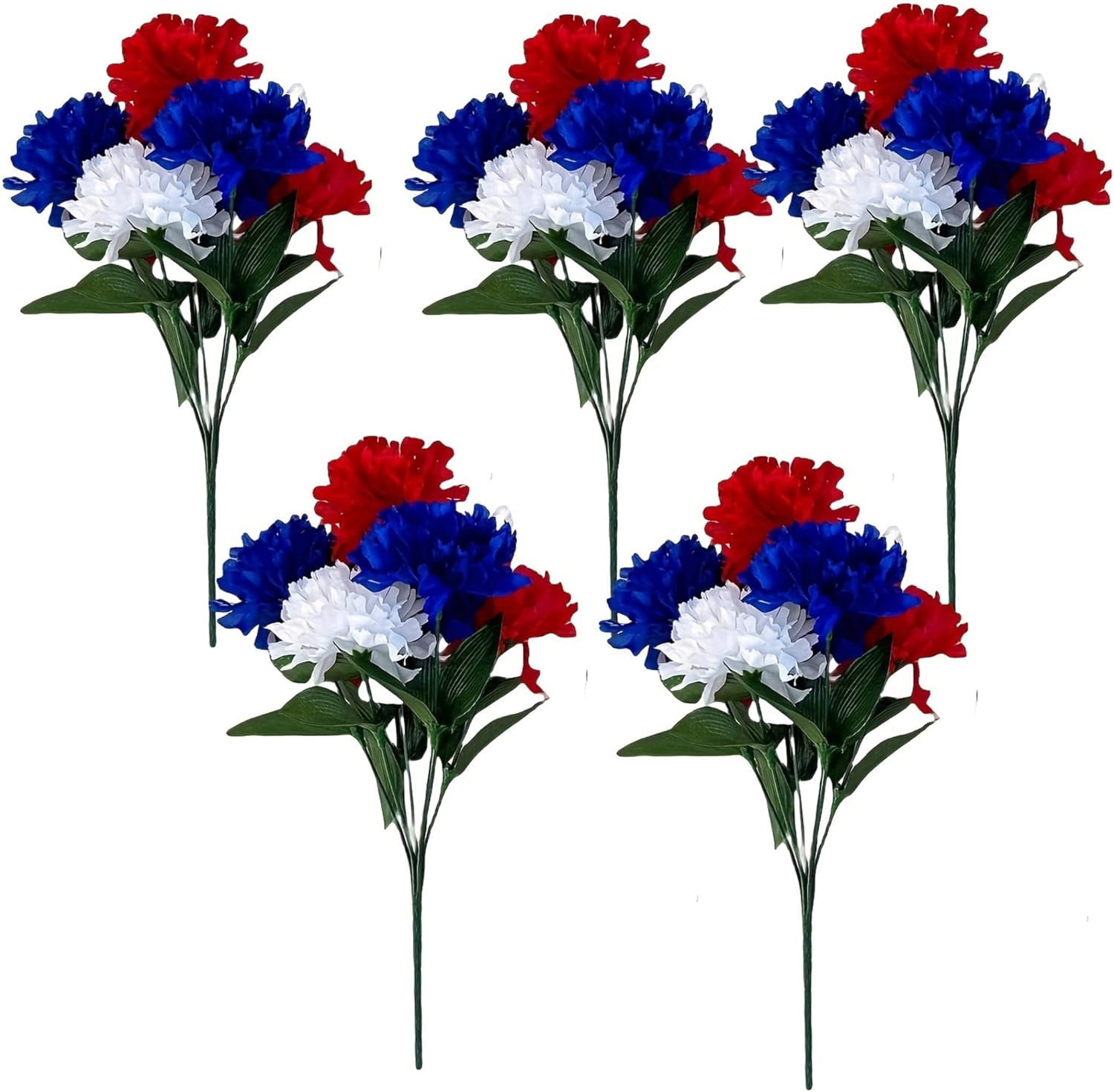Artificial Chrysanthemum Bouquets – Patriotic Red, White & Blue Flowers ...