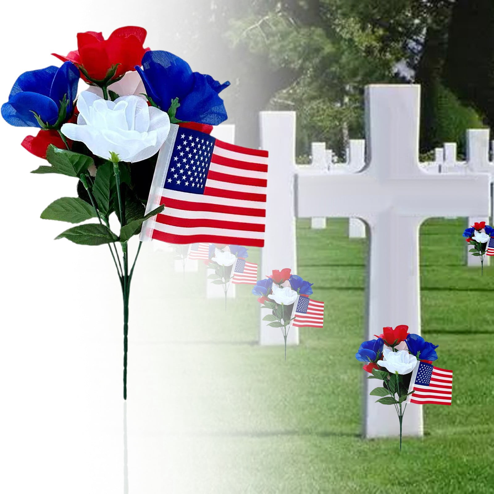 Memorial Day Flowers for Cemetery, Outdoor Grave Decorations