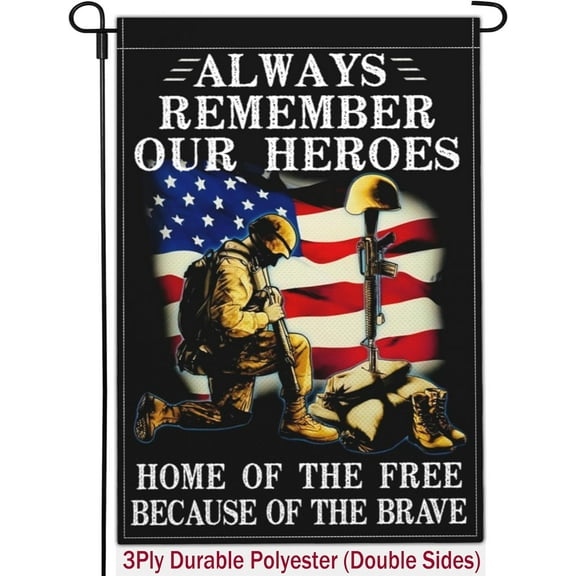 Memorial Day Garden Flag 12x18 Inch 3Ply Double Sided 4th of July Flag Independence Veterans Day Flag Outdoor Patriotic House Yard Holiday Decoration Banner Sign Flag, White