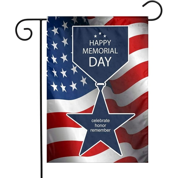 Memorial Day Garden Flag Double Sided Vertical Patriotic Yard Lawn Outdoor Decorative for Memorial Day,Fourth of July,Veterans Day 12.5x18 inch
