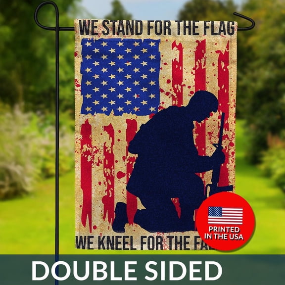 Memorial Day Garden Flag Soldier Kneeling Printed in USA 1