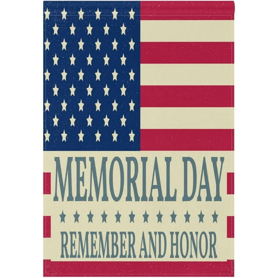Memorial Day House Flag 28 x 40 Double Sided, Remember And Honor Our Heroes Patriotic Garden Yard Flags Outdoor Indoor Banner American Flags for Party Home Decorations