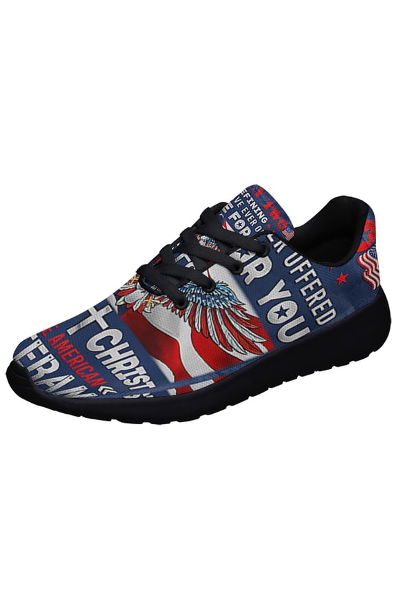 Memorial Day Jesus ChriStAnd The American flag Veteran Patriotic American flag Eagle Shoes Sneakers Black Size 7