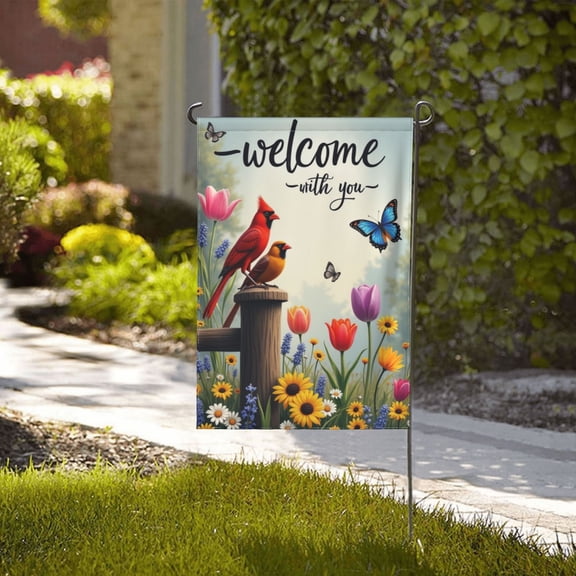 Memorial Day Patriotic Garden Flag Memorial Day Always With You Cardinal Bird Sunflower Flower 12X18 Inch Double Sided Patriotic American Outdoor Holiday House Yard Lawn Decorations