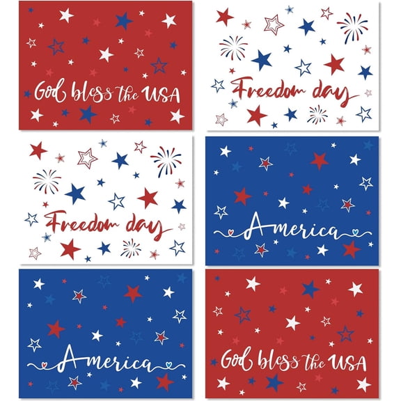 Memorial Day Placemat Set of 6 Patriotic Freedom Stars Place Mats 4th of July Veterans Plastic Table Mats Independence Day Holiday Table Placemats for Indoor Outdoor Party Dining