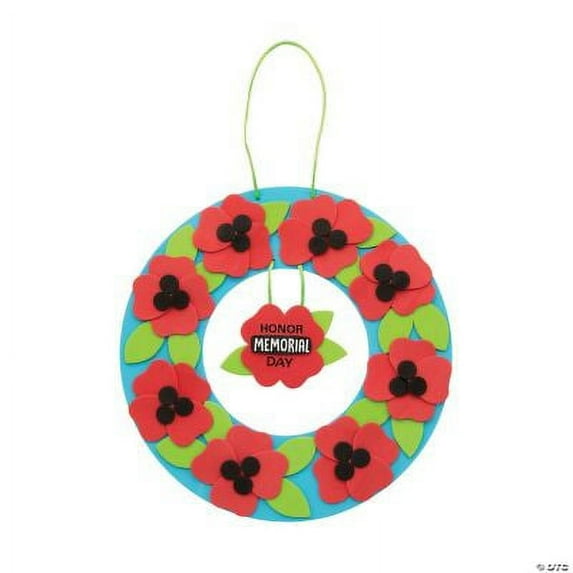 Memorial Day Poppy Wreath Craft Kit - Craft Kits - 12 Pieces