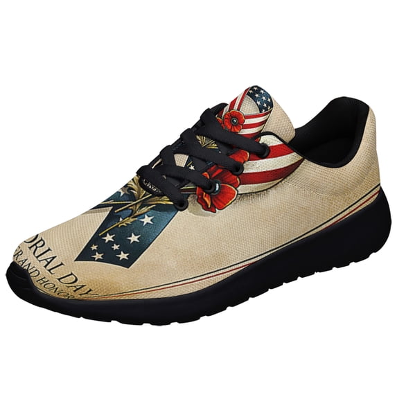 Memorial Day Remember And Honor Ribbon Poppy Shoes Sneakers Black Size 5