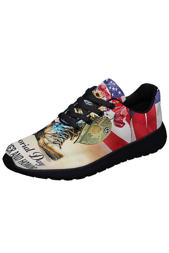 Memorial Day Remember And Honor Thank You Veterans Boots Shoes Sneakers Black Size 10