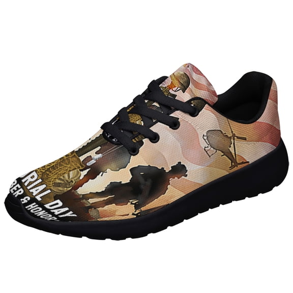 Memorial Day Remember And Honor Veterans American flag Shoes Sneakers Black Size 4