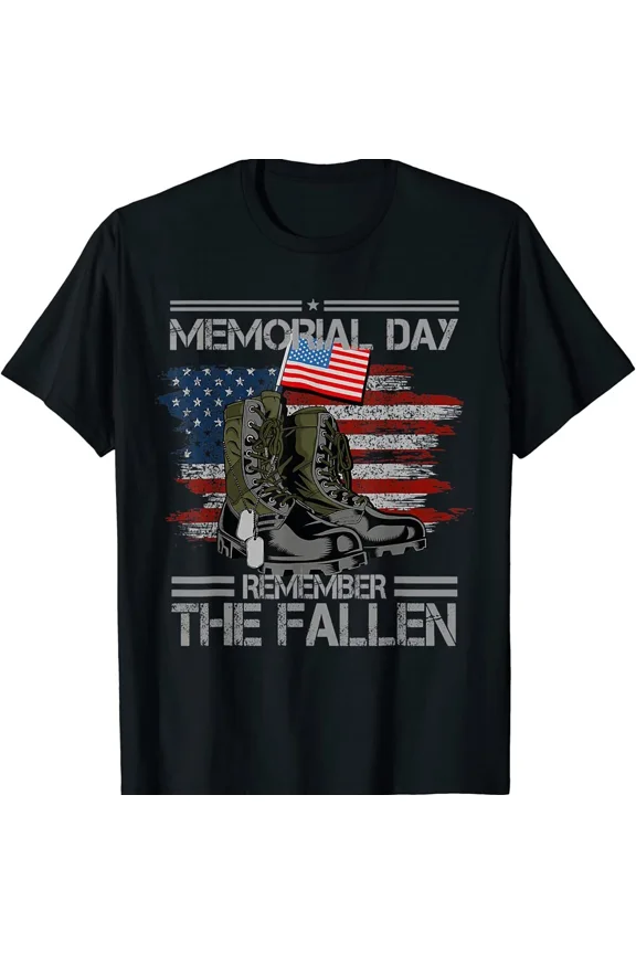 Memorial Day Remember Fallen Veteran Military Tribute Vintage T-Shirt up to size 5XL