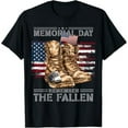 Memorial Day Remember Fallen Veterans Military boots dog tag TShirt