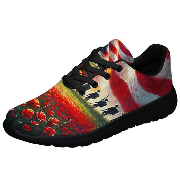 Memorial Day Remembrance Of Fallen American flag Shoes Sneakers Black Size 7